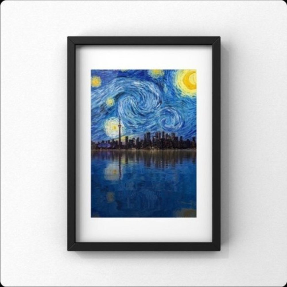 NEW original art Van Gogh Starry Night Remix Toronto skyline  artwork